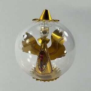 Resl Lenz Beaded Foil Angel Ornament Glass Ball 4 1/2" Mid-Century W Germany